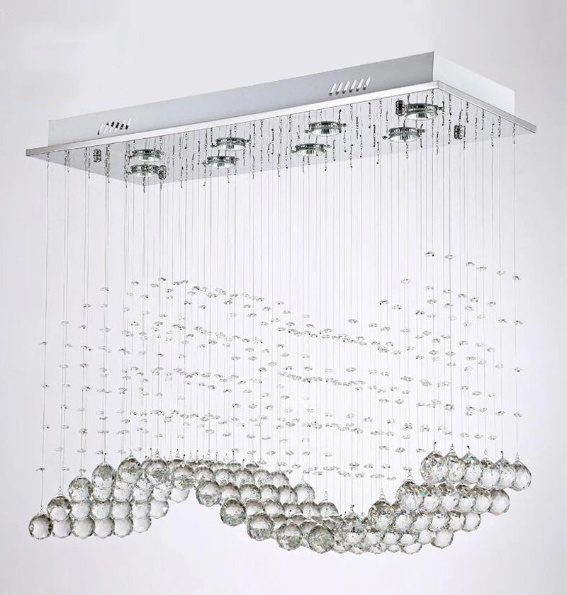 Rectangle Crystal Lamp Dining Room Chandelier Individuality Brief Light Modern Bar Counter for Home Restaurant Lighting