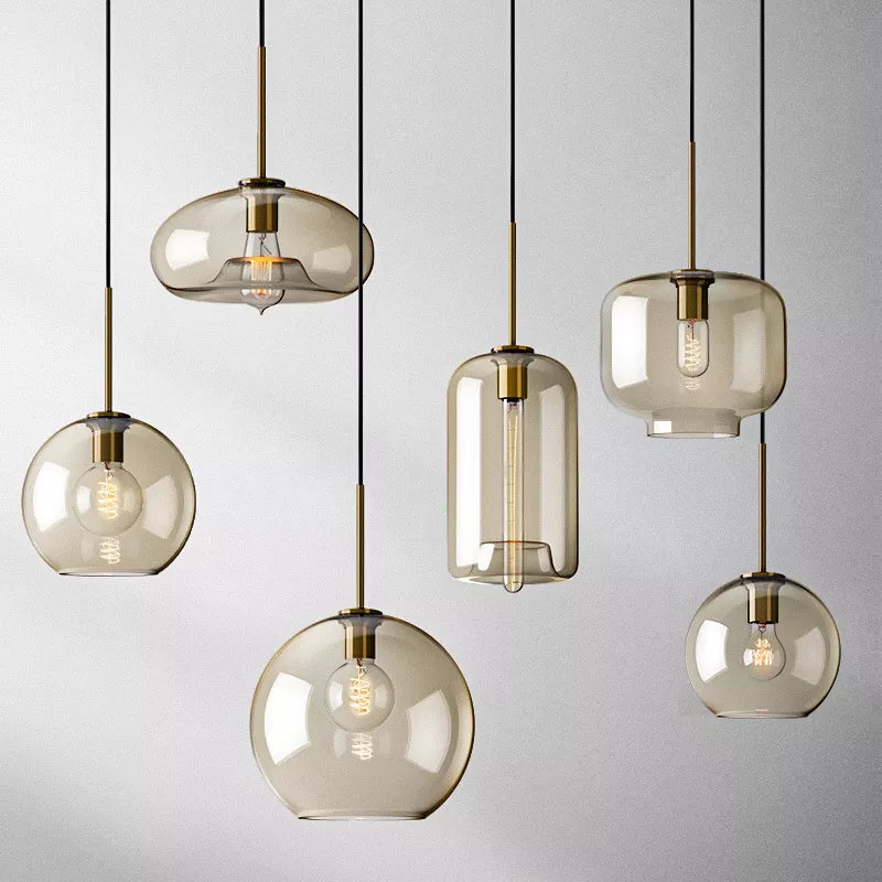 Modern Nordic hanging loft Glass luster Pendant Light industrial decors Lights Fixtures E27/E26 for Kitchen Restaurant Lamp