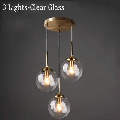 Amber Smoke Gray Clear Glass Pendant Lamp LED Hanging Light for Dining Room Table Kicthen Island Bedroom Bedside Lighting