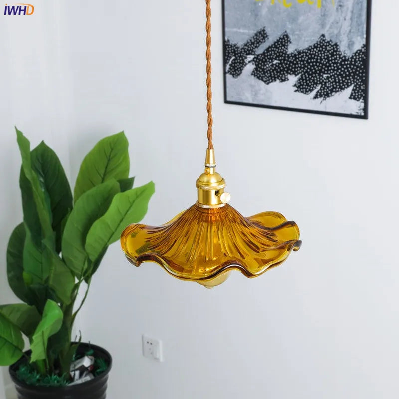 Nordic Style Simple LED Pendant Light Fixtures Bedroom Living Room Bar Colorful Glass Copper Hanging Lamp Lights Edison