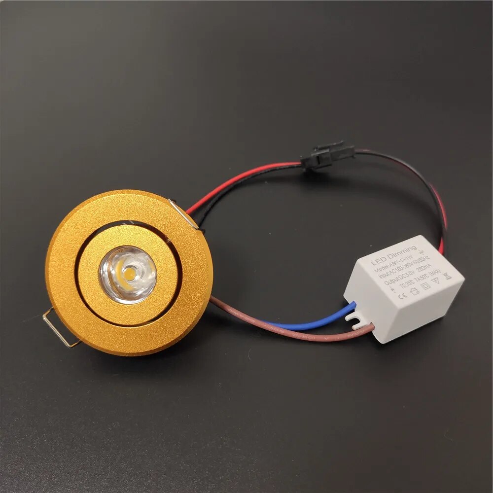 4pcs/lot 3W 1W dimmable spot light recessed lights ac85-265v ceiling light Aluminium led driving light 52mm