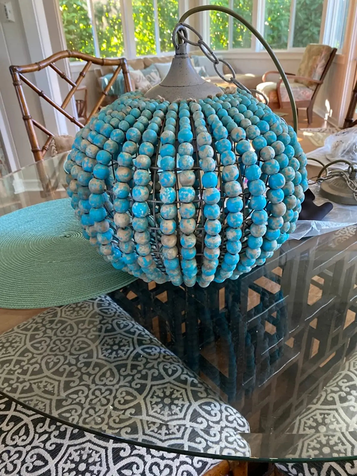 Loft vintage country ball nature wooden bead pendant lights E27 220V led hanging lamp for living room kitchen restaurant bedroom