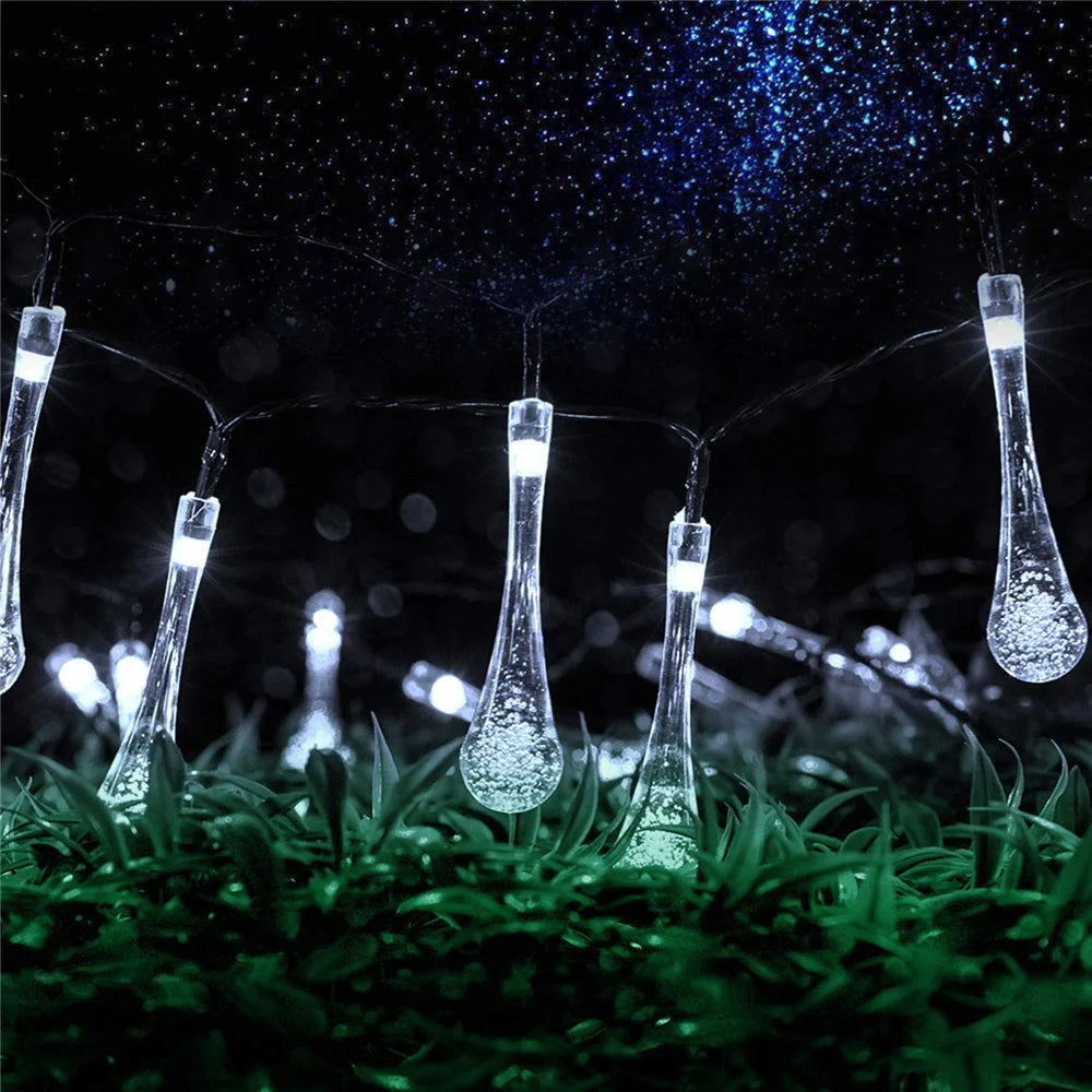 Solar Lamp LED Outdoor Water drops String Lights 6/5/2m 30/20/10 LEDs Fairy Holiday Christmas Party Garland Garden Waterproof