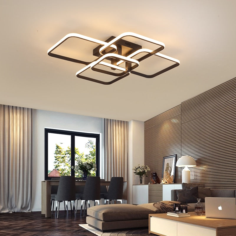 Rectangle Acrylic Aluminum Modern Led Ceiling Lights For Living Room Bedroom White/Black Led Ceiling Lamp Fixtures