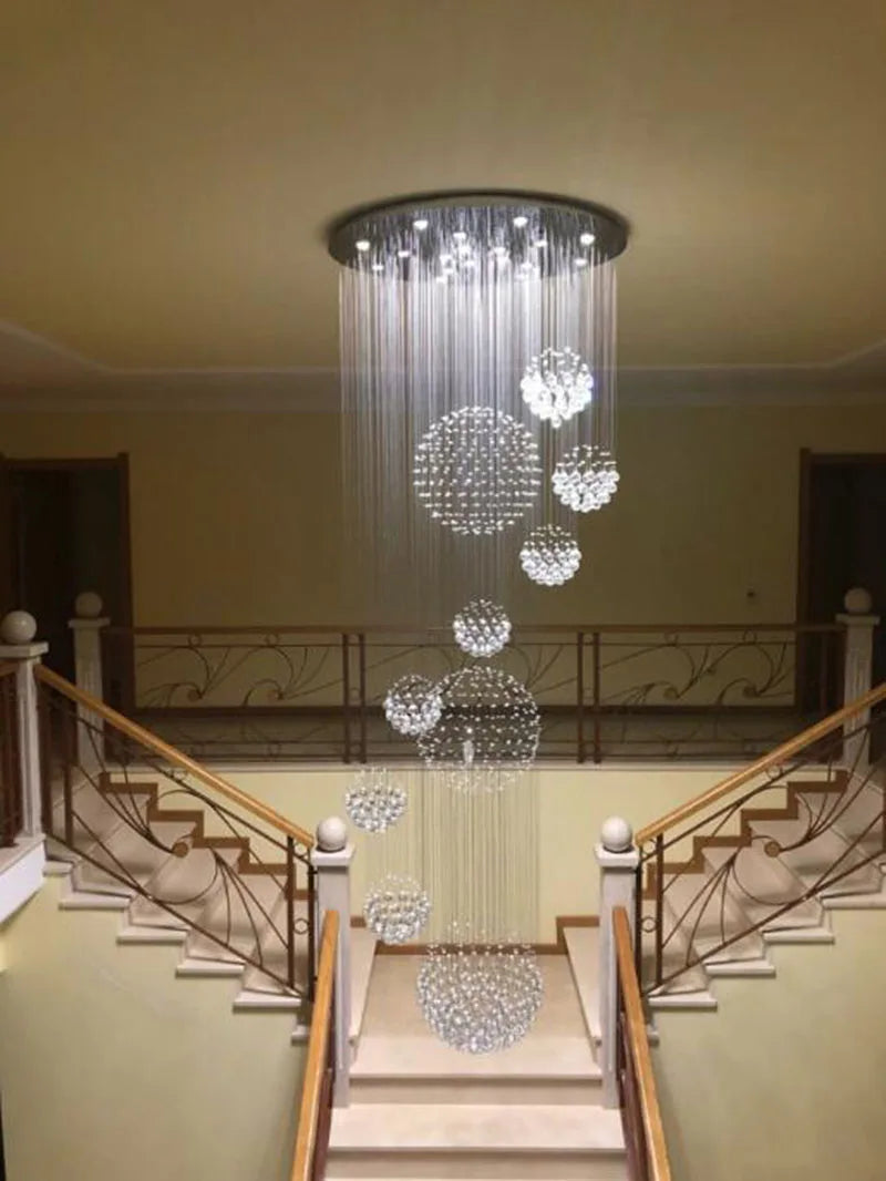 New Modern Lustre Crystal Ball Design Chandelier Large Lustres De Cristal Lights D80*H300cm Guarantee 100%