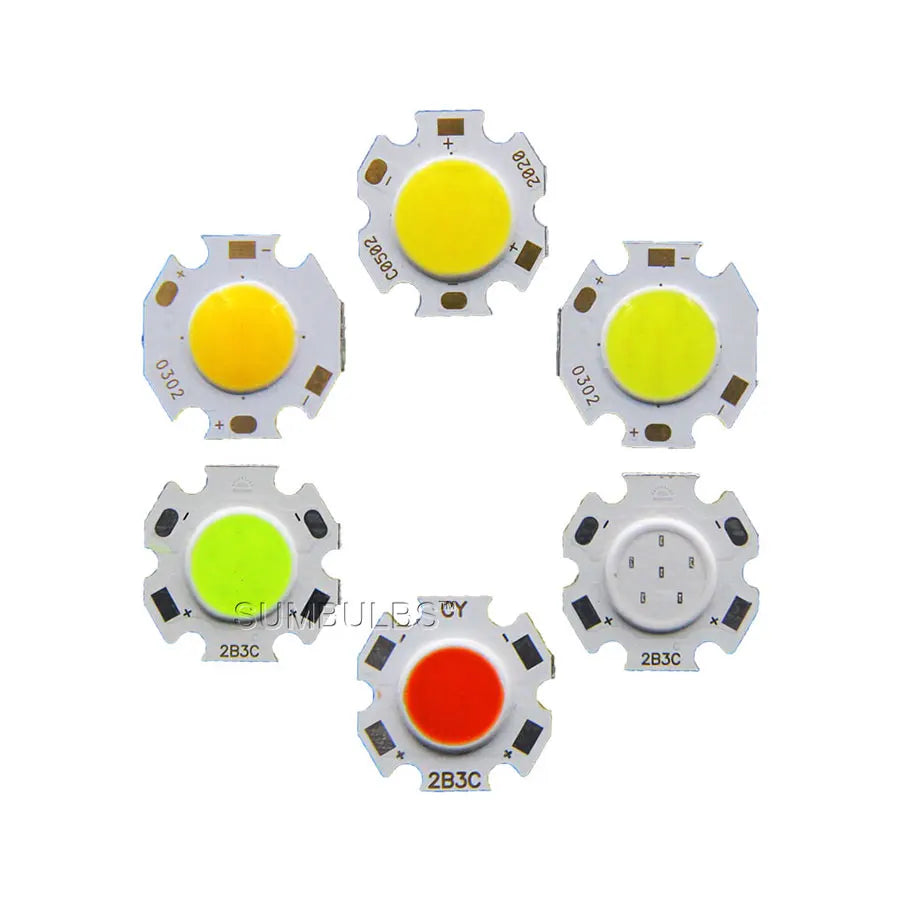 10-Pack 20mm Round COB LED Light Chips (DC 3W / 5W / 7W) - High-Power Light Source Modules