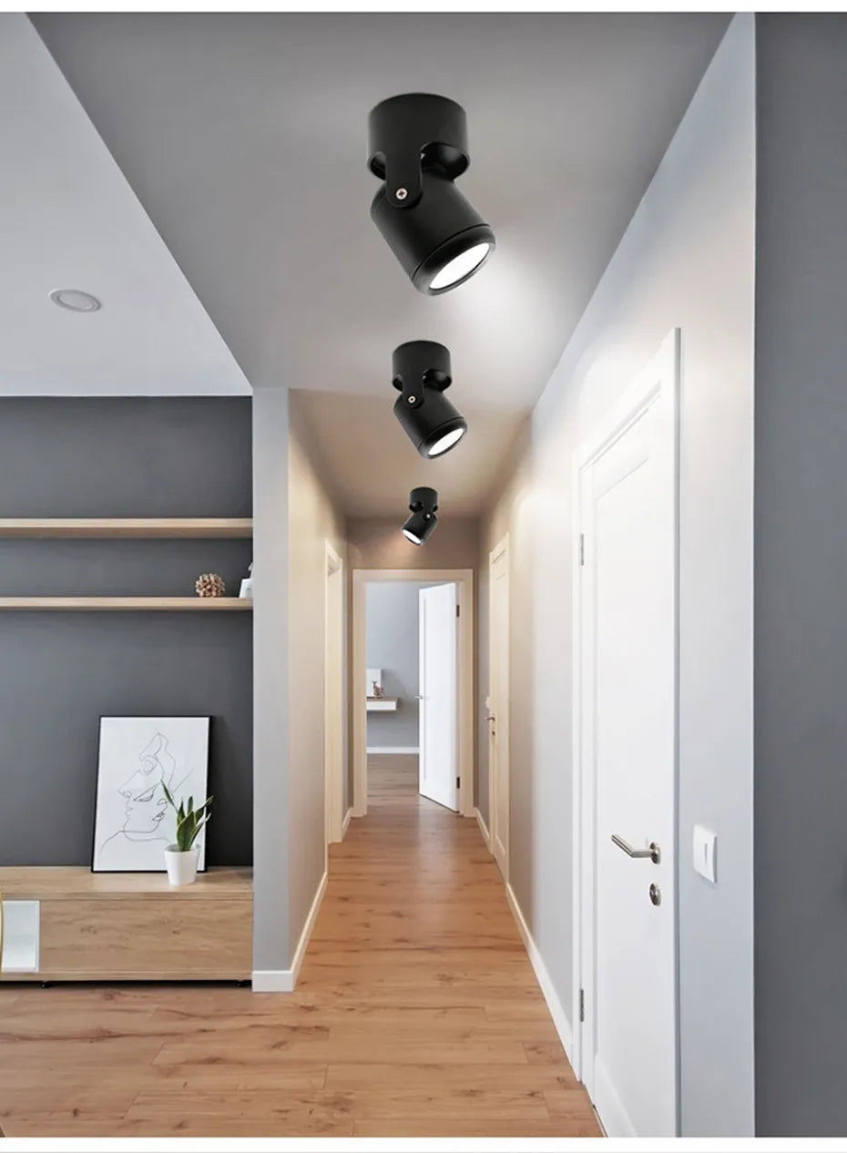 Surface Mounted COB LED Downlight - Adjustable 180° Rotating Ceiling Spot Lamp (7W-20W)