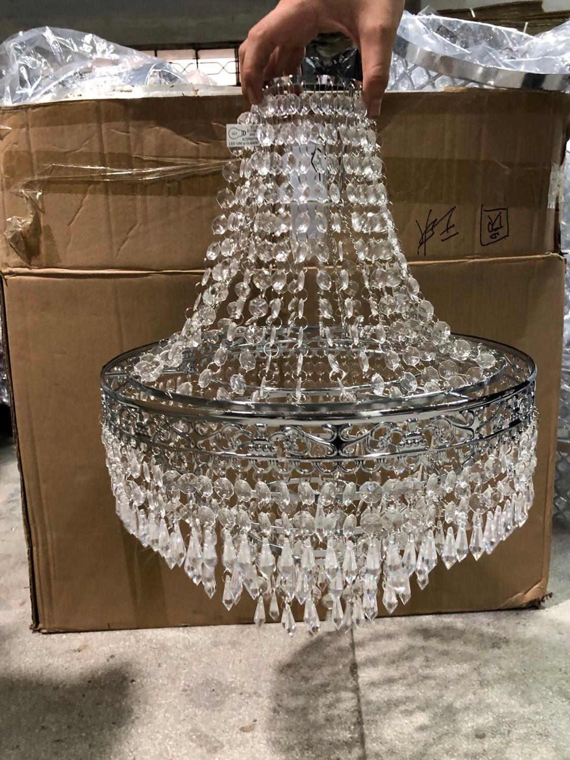 Plastic Large Acrylic Chandelier Shade 47cm Easy Fit Pendant Droplets Lamp Shade no Bulb (Without Light Cord Kit)