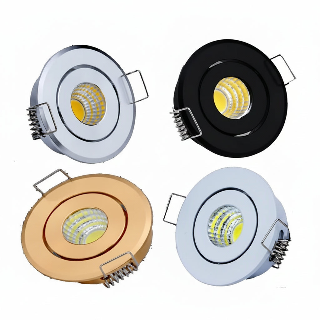 Satin Nickel Mini LED Recessed Spotlight - 5W Dimmable COB Downlight