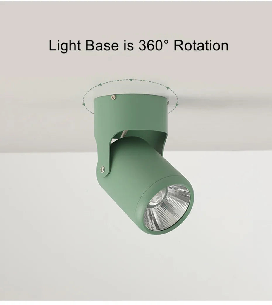 Surface Mounted COB LED Downlight - Adjustable 180° Rotating Ceiling Spot Lamp (7W-20W)