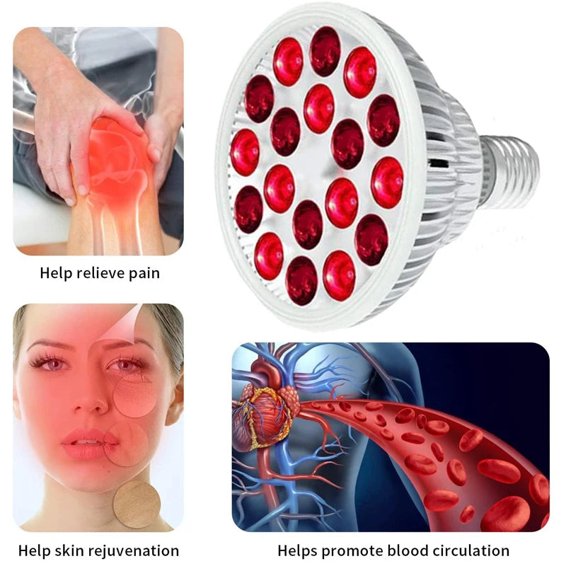 Red Light Therapy LED E27 54W Red Light LED Massage Therapy Lamp 660nm 850nm Near Infrared Therapy Light LED Lamp/ Red Light Grow LED Bulb
