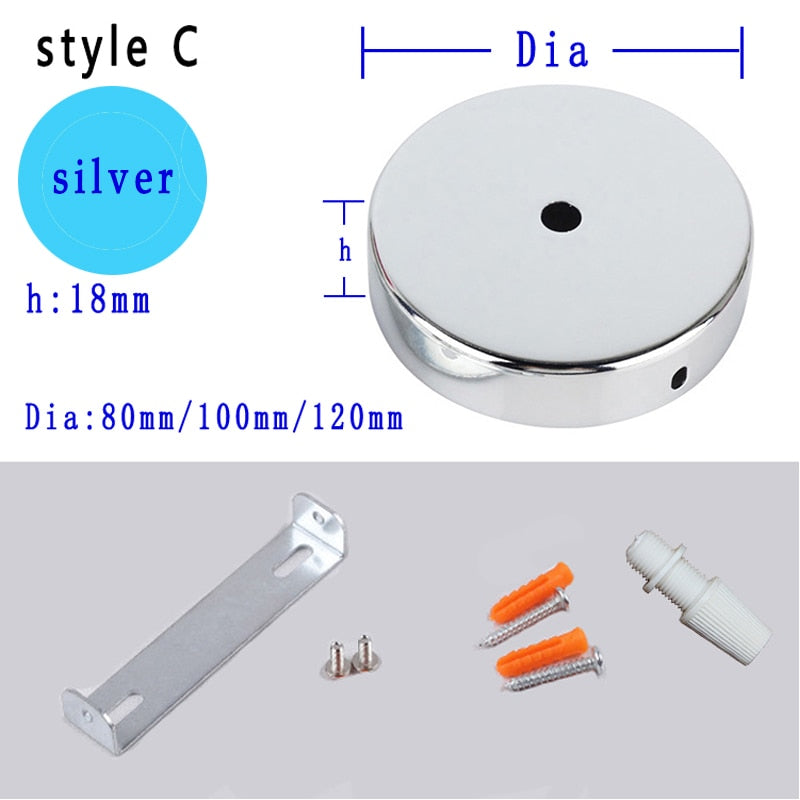 Black White Silver Bronze Ceiling Plate Wall Sconce Mount LED Base Vintage Pendant Lamp Disc Base Ceiling Canopy Free Shipping