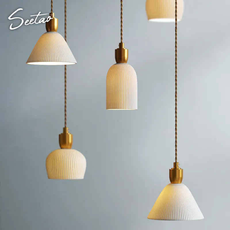 Nordic Modern Ceramic Pendant Lights Fixtures Bedroom Living Room Light Hang lamp Vintage Hanging Lamp Luminaire Lighting