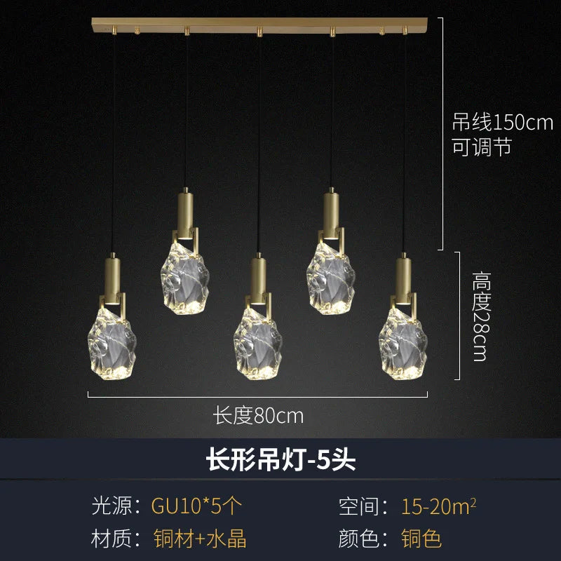 New Crystal Led Pendant lights Nordic luxury brass Dining Room Bar Kitchen suspension Luminaire bedroom bedside Hanging lamp