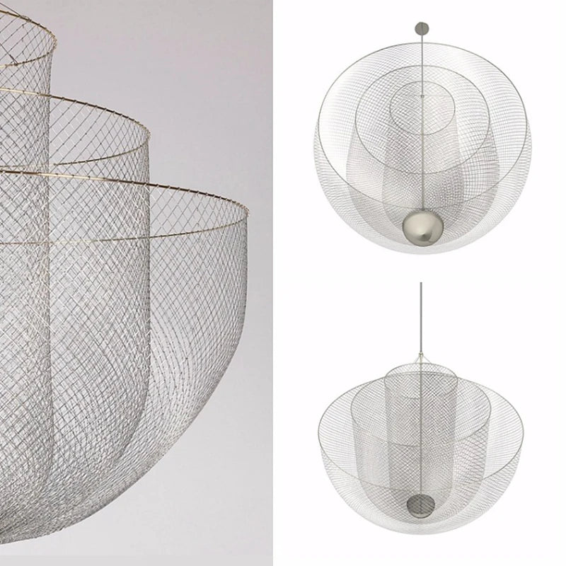 Rose Gold Chandelier Restaurant Bar Kitchen island Hanging Meshmatic Chandelier Net Designer chrome chandelier lighting