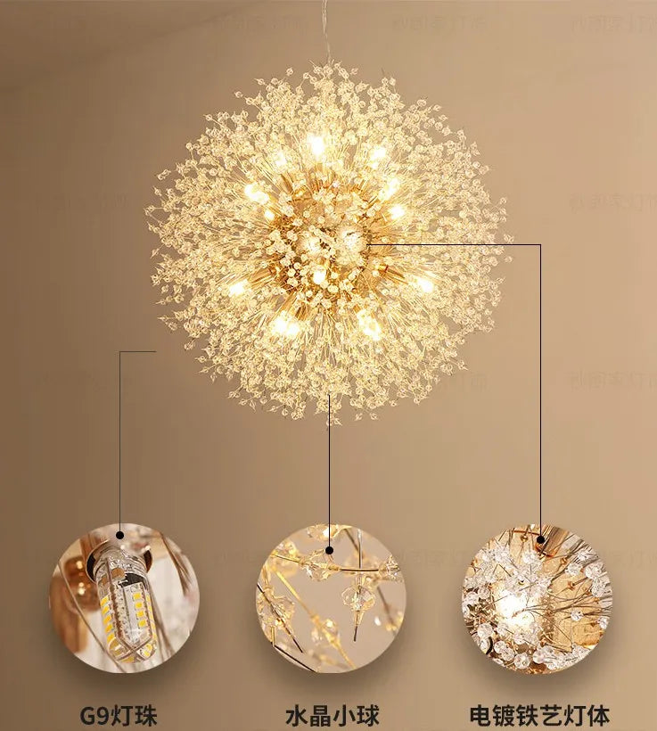 Nordic Living Room Chandelier Creative Dandelion Bedroom Study Dining Room Decorative Chandelier Clothing Shop Art Lamp