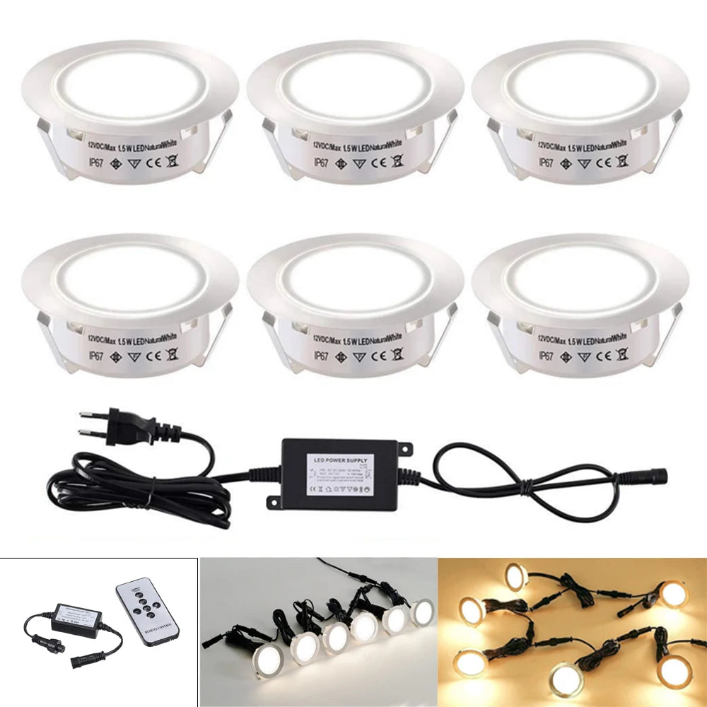LED Deck Lights 12V Dimmable Underground Lamp | Recessed Outdoor Stair Lighting | IP67 Waterproof Garden Lights