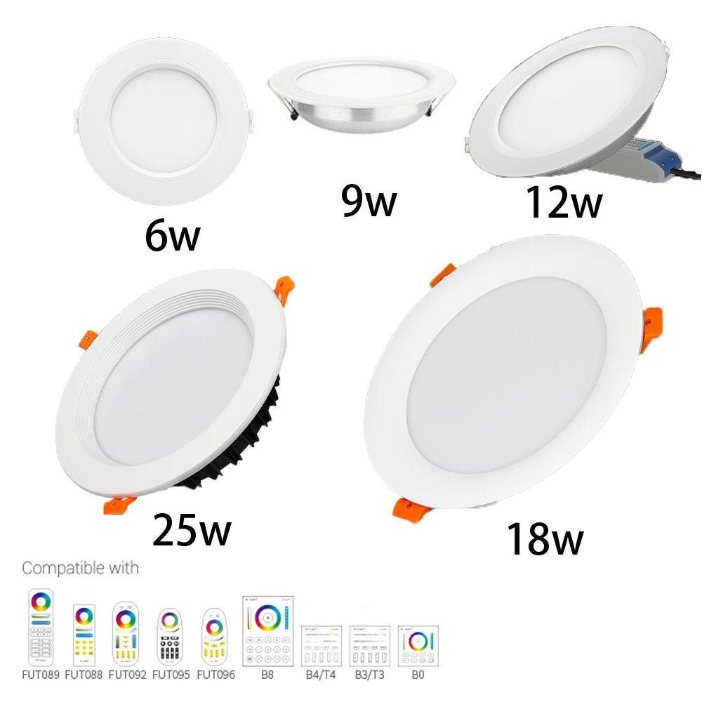 Smart RGB+CCT LED Downlight - Dimmable Color Changing Ceiling Panel (6W-25W)