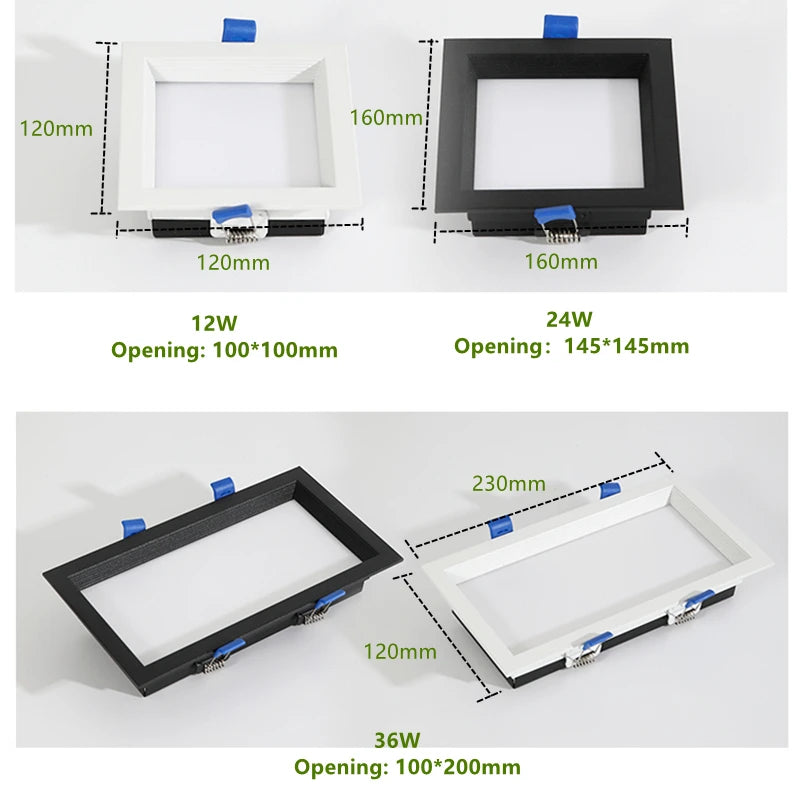 LED panel light dimmable recessed downlight 12W 24W 36W square LED spotlight led ceiling light AC86V-265V home office light