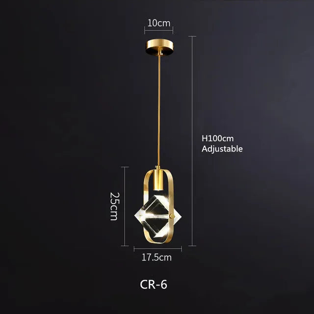 Modern Pendant Light Nordic Luxury K9 Crystal Chandelier Ceiling Lamps Hanging Fixture Indoor Living Dining Room Bedroom Decors