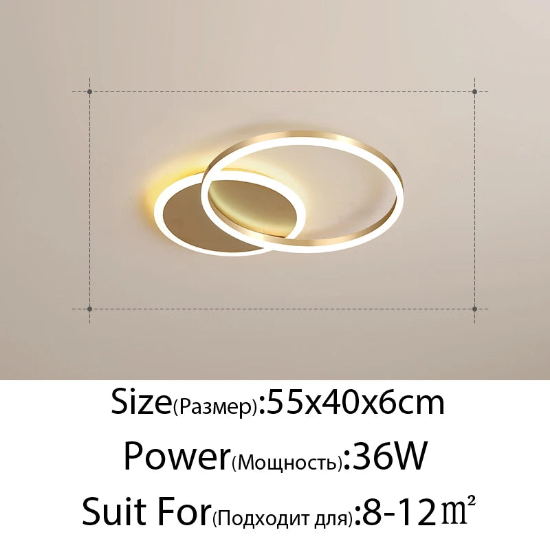 Modern Round Design Ceiling Lights For Living Room Bedroom Gold White Coffee Painted Circle Rings Lighting Fixtures Luminaire