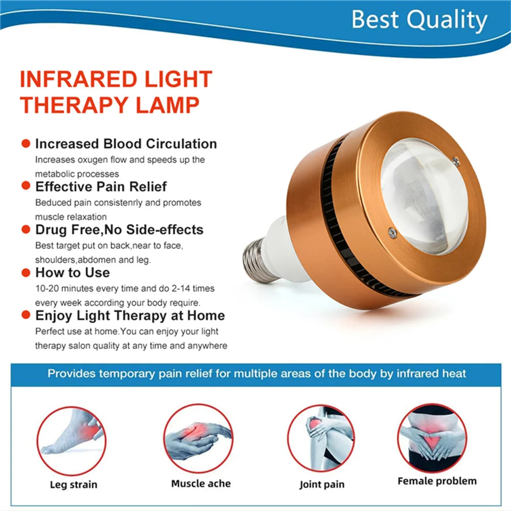 Red Light Therapy LED Bulb E27 100W Deep Red 660nm Near Infrared 850nm For Flowering Fruiting Grow Spectrum Enhancement Light Therapy