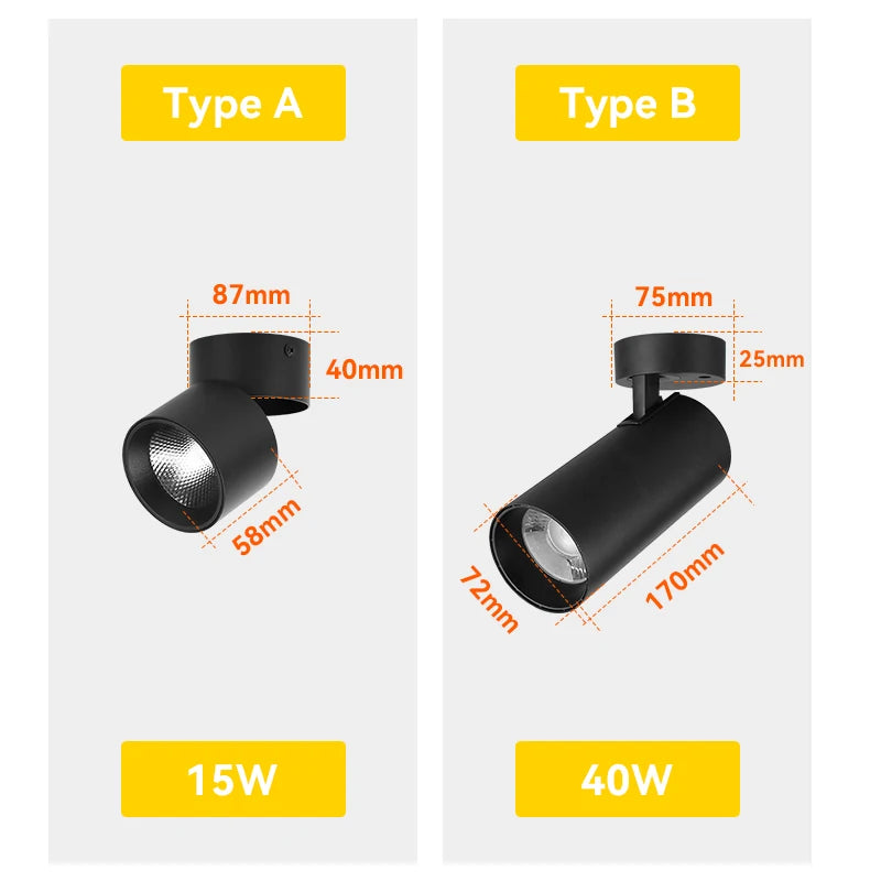 Led SpotLight 220V Spot light COB Ceiling Spots Lamp Led Downlight Foldable Fixture Track Light Indoor Lighting For Kitchen Home