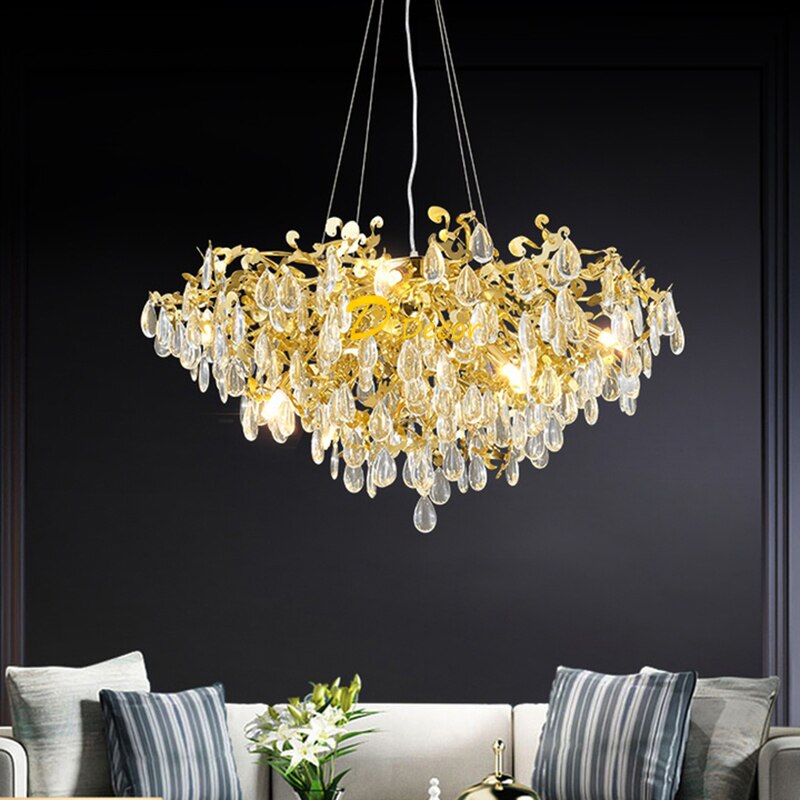 Nordic Luxury Crystal Chandelier Lighting Lustre Ceiling Chandeliers Lamp Living Room Home Decor Hanging Lamp Hotel Chandeliers