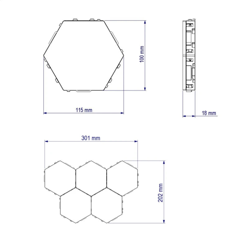 Helios Touch Magnetic Modular Honeycomb LED Wall Lights (EU/US/UK Plug) - Creative Quantum Hexagon Touch-Sensitive Light Panels for Bedroom