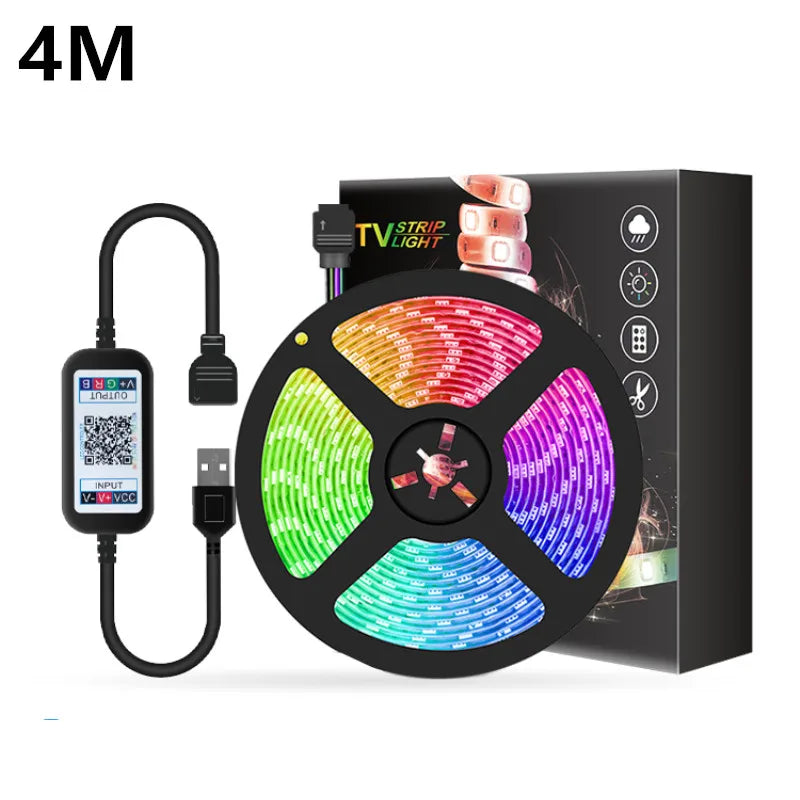 LED Strip Light Lamp 5050 RGB Music Lights TV Screen Backlight Waterproof Outdoor Lighting Neon Lights 5V+Remote Control + Adapter