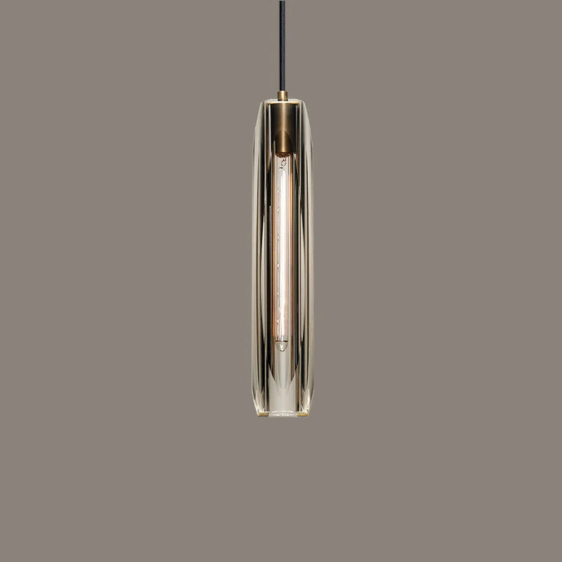 Postmodern all-copper light luxury crystal pendant light bedroom bedside living room dining bar table single head pendant lamp