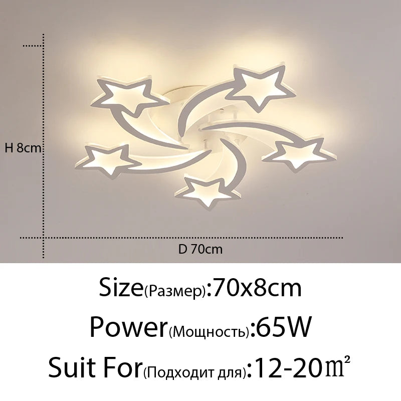 Modern LED Chandelier White/Black Dimmable Indoor Lighting For Bedroom Hall Living Children's Room Acrylic Fixture Lamps