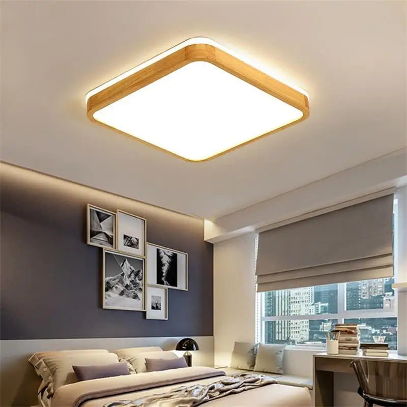 Modern Real Wooden LED Ceiling Lights For Bedroom Aisle Kitchen Dining Living Study Room Wardrobe Foyer Indoor Warm Home Lamps