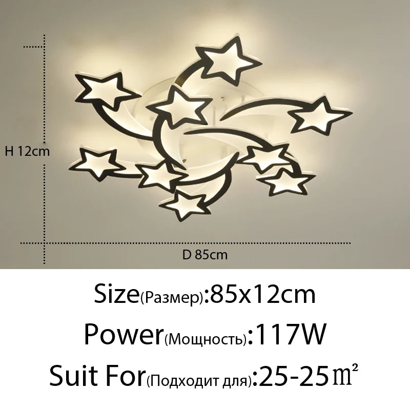 Modern LED Chandelier White/Black Dimmable Indoor Lighting For Bedroom Hall Living Children's Room Acrylic Fixture Lamps