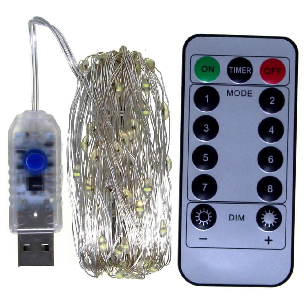 Remote Control Fairy Lights Copper Wire Timer LED String Lights Garland Christmas Decoration Lights USB Battery Powered 5/10/20M