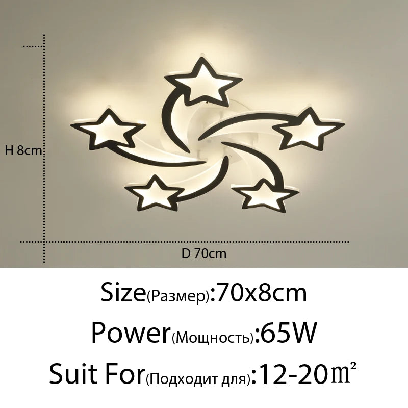 Modern LED Chandelier White/Black Dimmable Indoor Lighting For Bedroom Hall Living Children's Room Acrylic Fixture Lamps