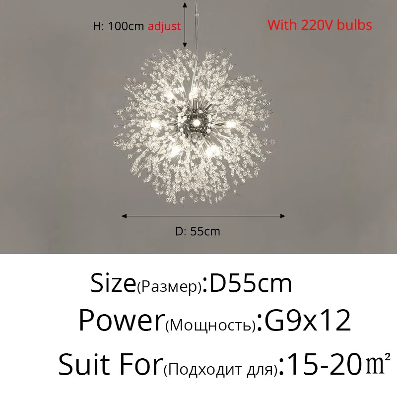 Modern Dandelion LED Lighting Pendant Lights Living Room Dining Room Bedroom pendant Lights Starry Fireball Lighting Fixtures