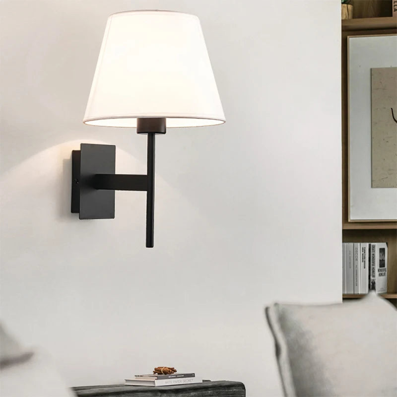 American Classic Fabric Wall Lamp Nordic Retro Led Bedside Light Indoor Bedroom living room sofa Corridor Stairs Decors Sconce