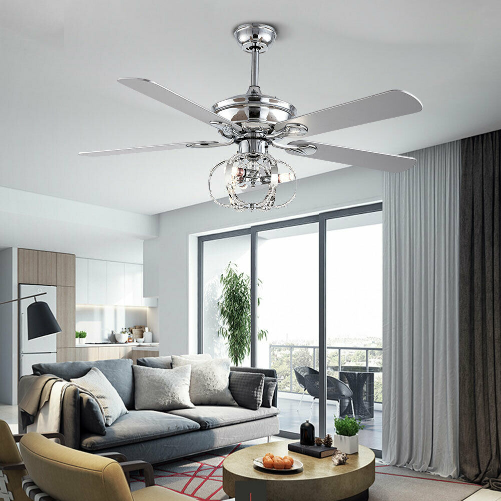 Reversible Blades Chandelier Ceiling Fan Lights 3 Speed Sets Pendant Lamp Remote Control for Living Room