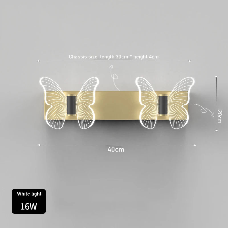 Nordic Butterfly Wall Lamp Light Luxury Creative Master Bedroom Bedside For Net Red Modern Minimalist Living Room Tv Background