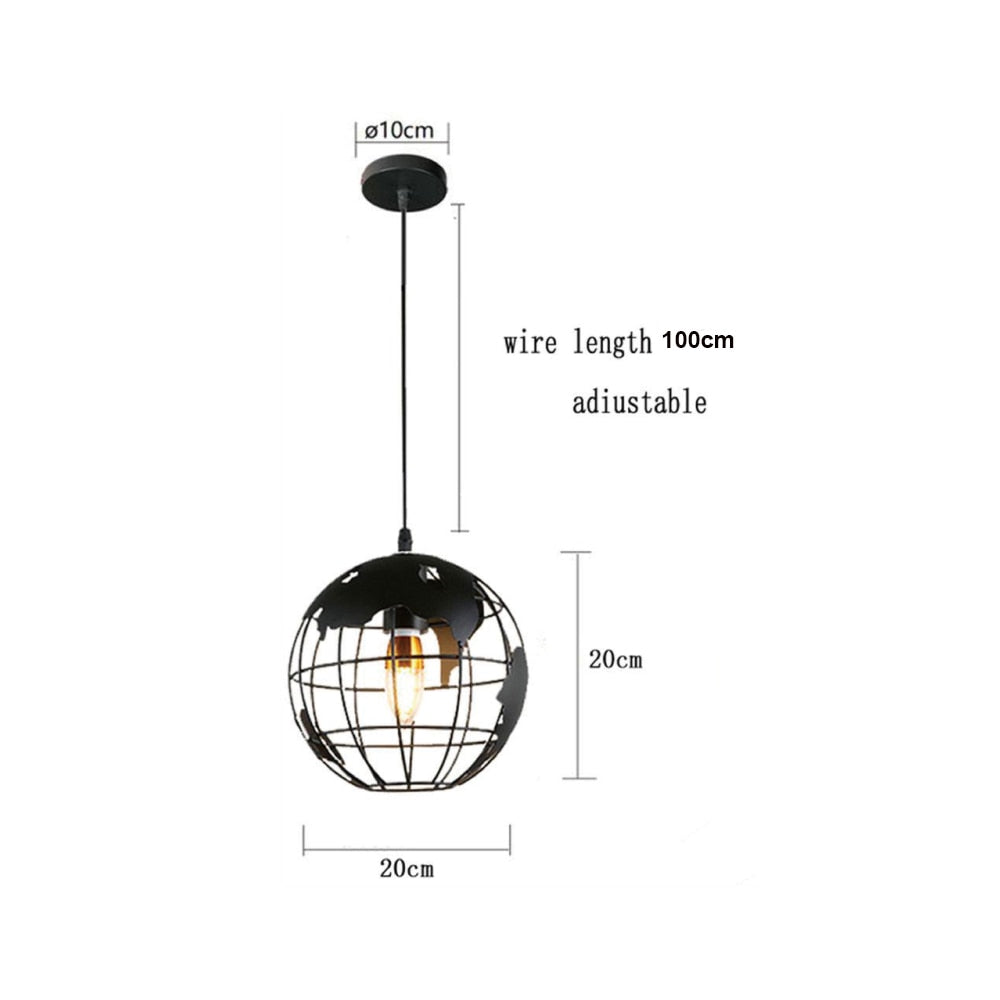 Retro Industrial Pendant Light Nordic Black Metal Cage Lighting Fixtures Iron Loft Cage Kitchen Vintage Adjustable Hanging Lamps