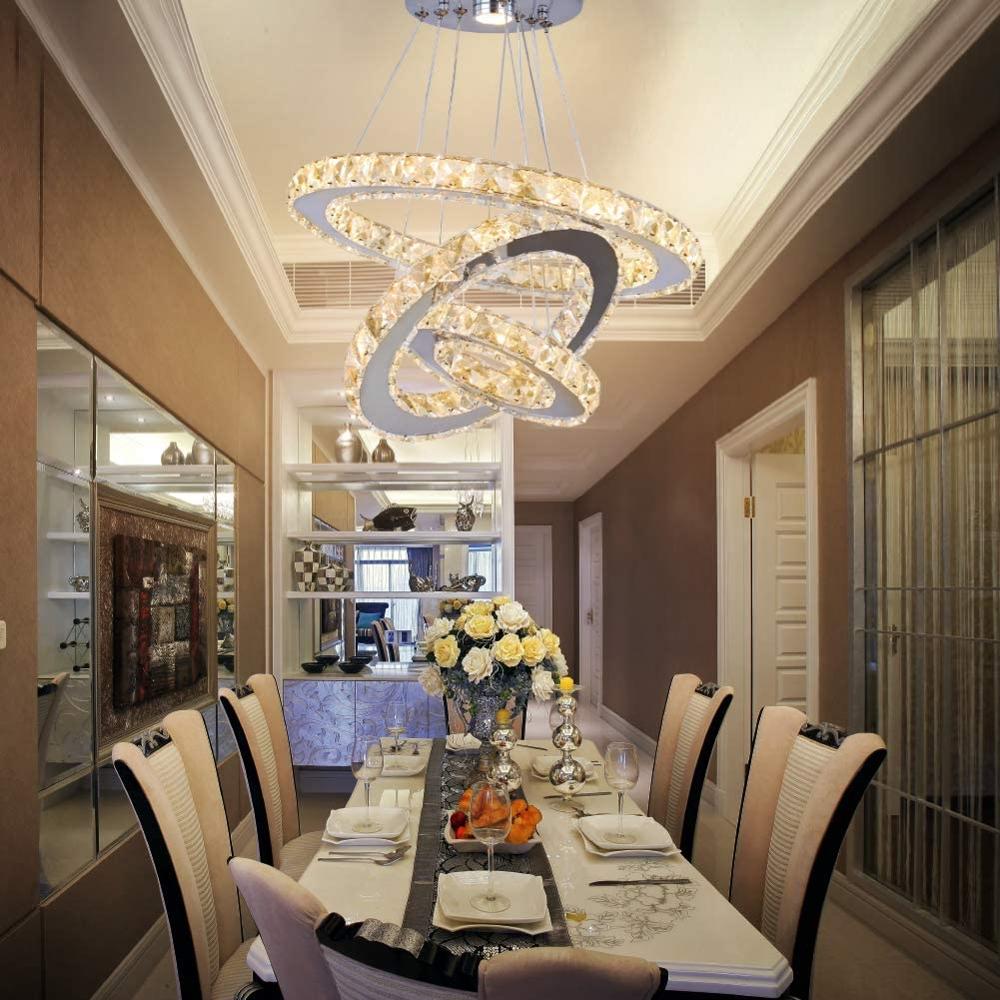 Luxury Large 5 Rings Led Round Crystal Chandelier light Spiral Pendant Lamp Modern Chandelier Light Fixtures Stair Hotel Lamp