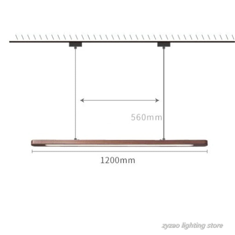 Nordic Wooden LED Pendant Lights Dining Room Restaurant Kitchen Hanging Lamp Home Decor Walnut Wood Office Strip Lights Fixtures