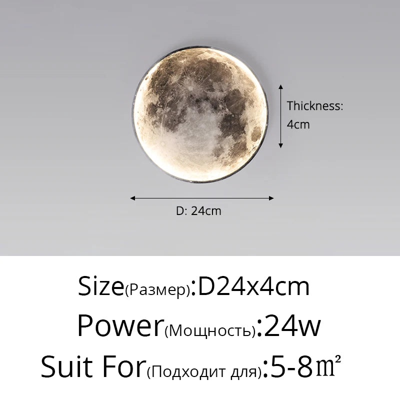 3D Moon Wall Sconce - Dimmable Indoor LED Decor Light for Hallway & Coffee Bar