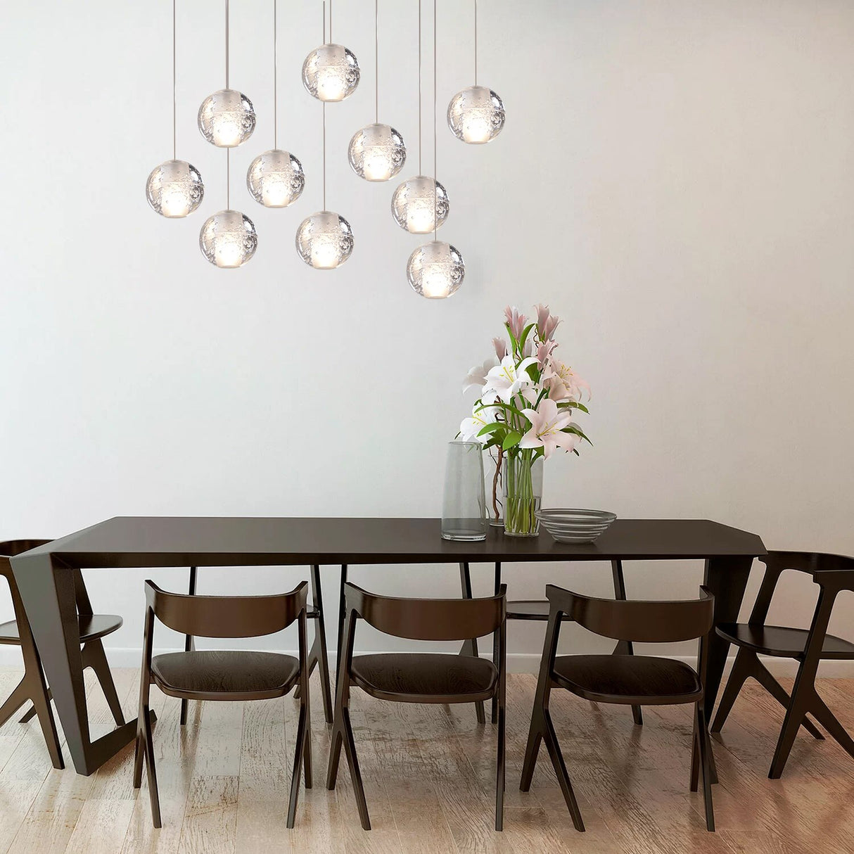 10 Lights Crystal Ball Chandelier LED Hanging Light for Dining Room Stairs Shop Hotel Dimmable Home Lighting