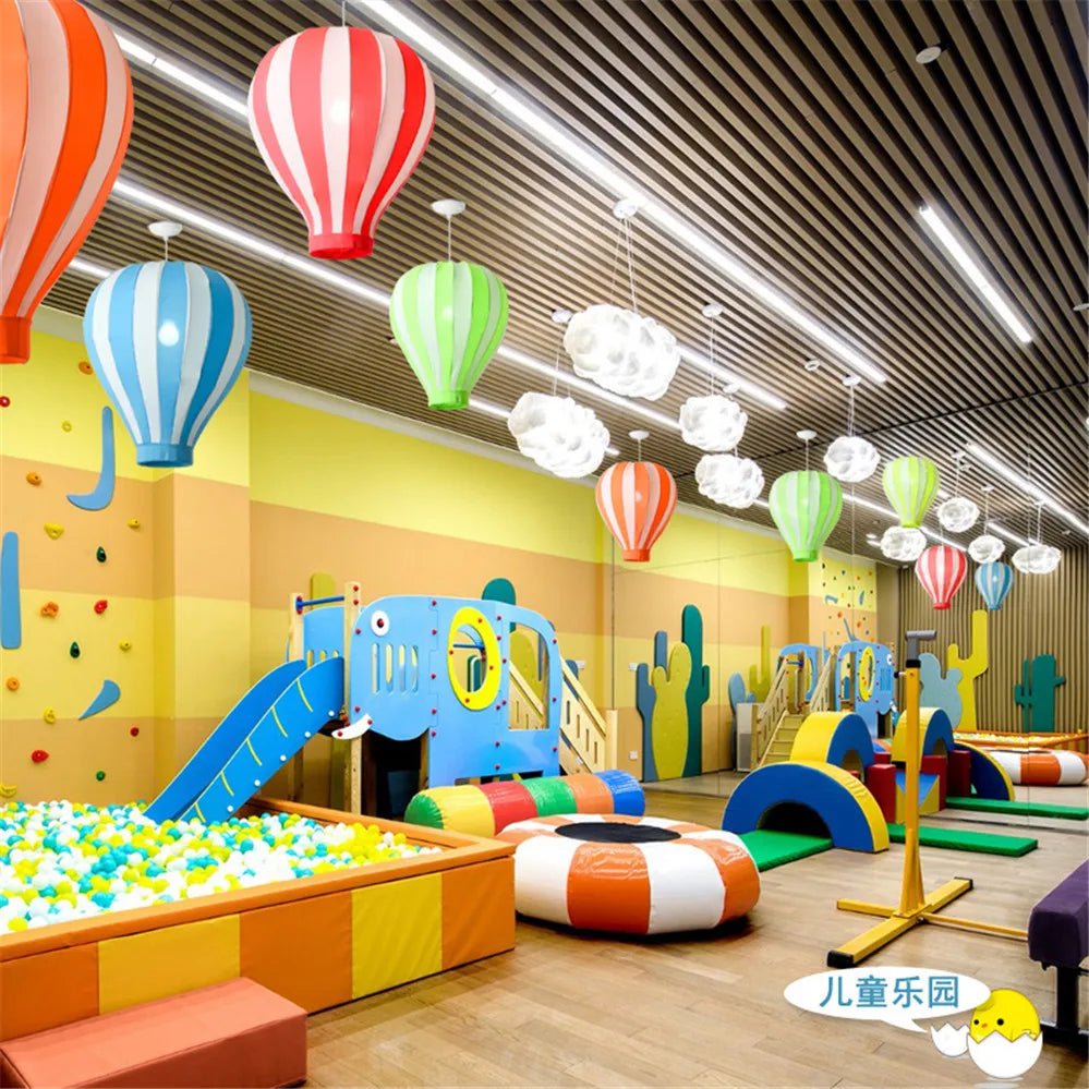 Nordic Cloth Hot Air Balloon Pendant Lights For Baby Room Nursery Children Restaurant Art Deco Hanging Lamp Colorful Led Fixture