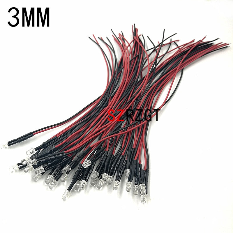 20pcs lot 20cm Pre Wired 3mm 5mm LED Light Lamp Bulb Prewired Emitting Diodes For DIY Home Decoration DC12V