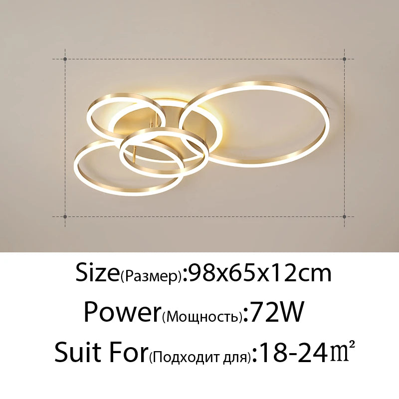 Modern Round Design Ceiling Lights For Living Room Bedroom Gold White Coffee Painted Circle Rings Lighting Fixtures Luminaire