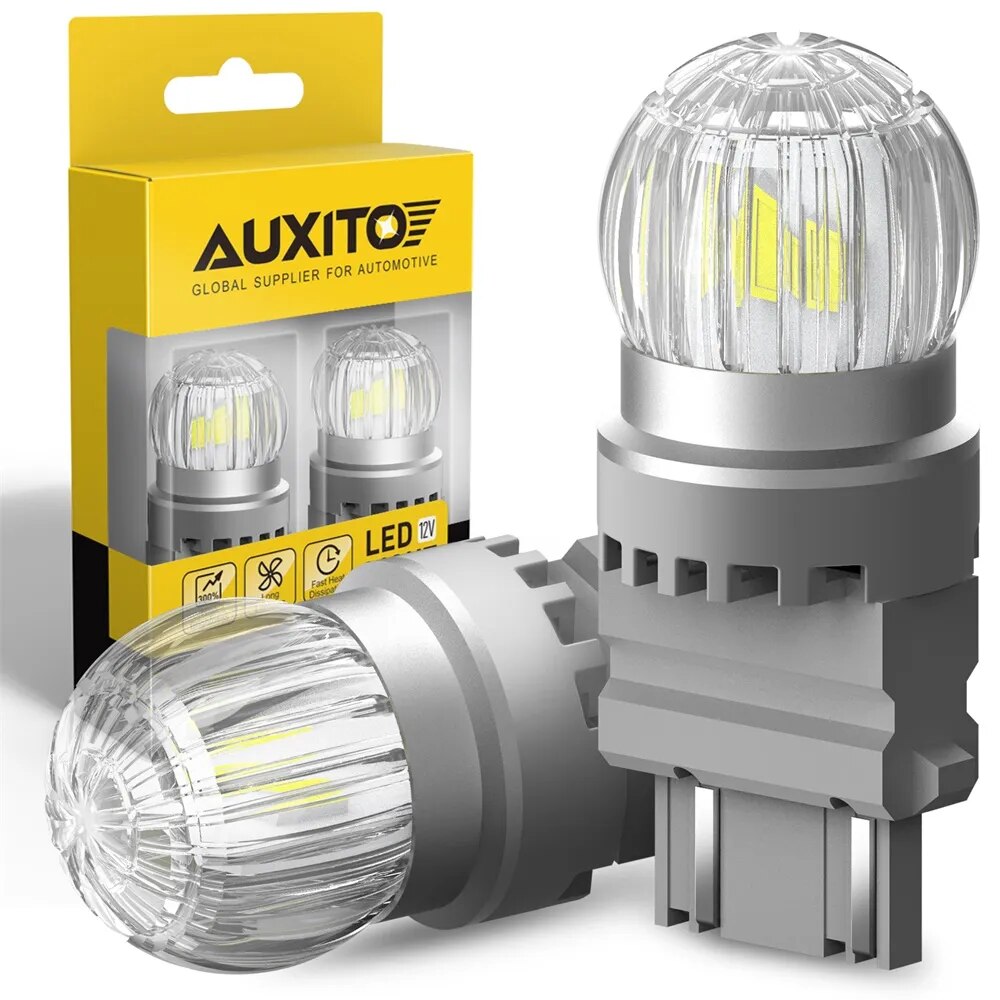 AUXITO 2x P27/7W 3157 LED Turn Signal Backup Reverse Lamp T25 3156 P27W DRL Daytime Running Light Tail Lamp Amber Red White 12V