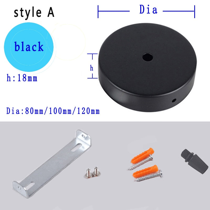 Black White Silver Bronze Ceiling Plate Wall Sconce Mount LED Base Vintage Pendant Lamp Disc Base Ceiling Canopy Free Shipping